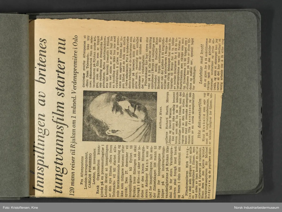 Fotografiene viser bilder av ødeleggelsene etter bombinga av Vemork 16. november 1943.