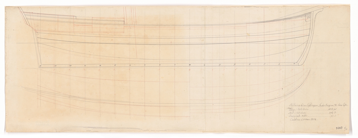 Linjeritning till snaubriggen LAXEN.