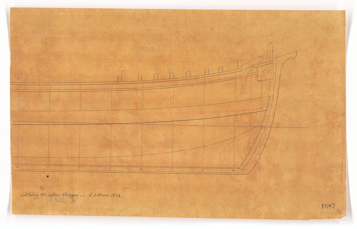 Snaubriggen LAXEN. Profil av stäv.