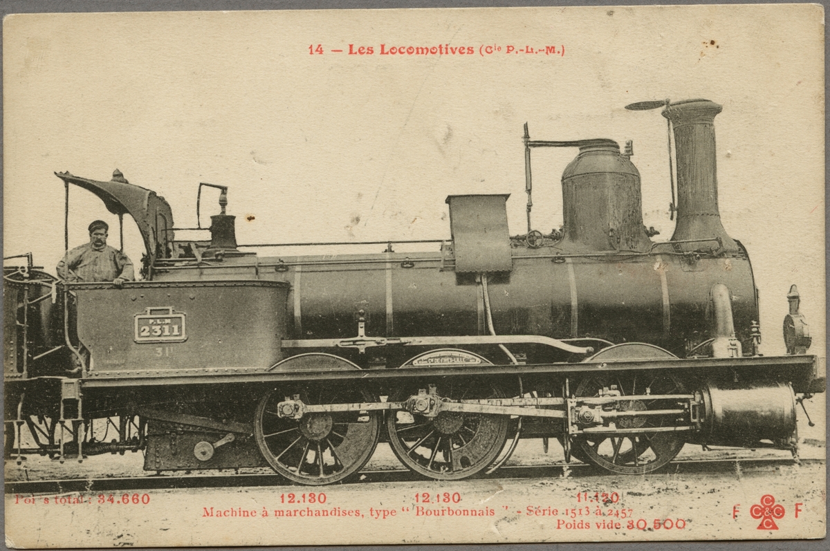 Compagnie des chemins de fer de Paris à Lyon et à la Méditerranée, PLM 120 2311.

Ånglok med personal i förarhytt.