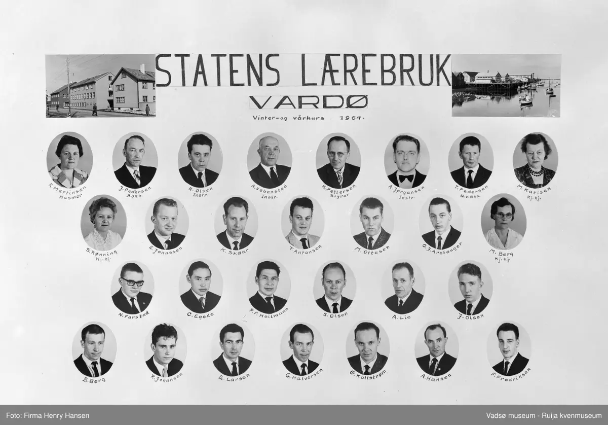 Statens lærebruk Vardø,  1964. Portrettsamling vinter- og vårkurs 1964.