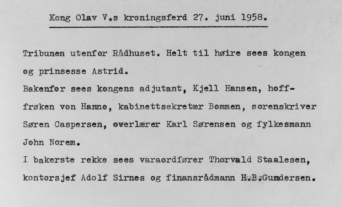 Kong Olav V.s signingsferd 27. juni 1958.