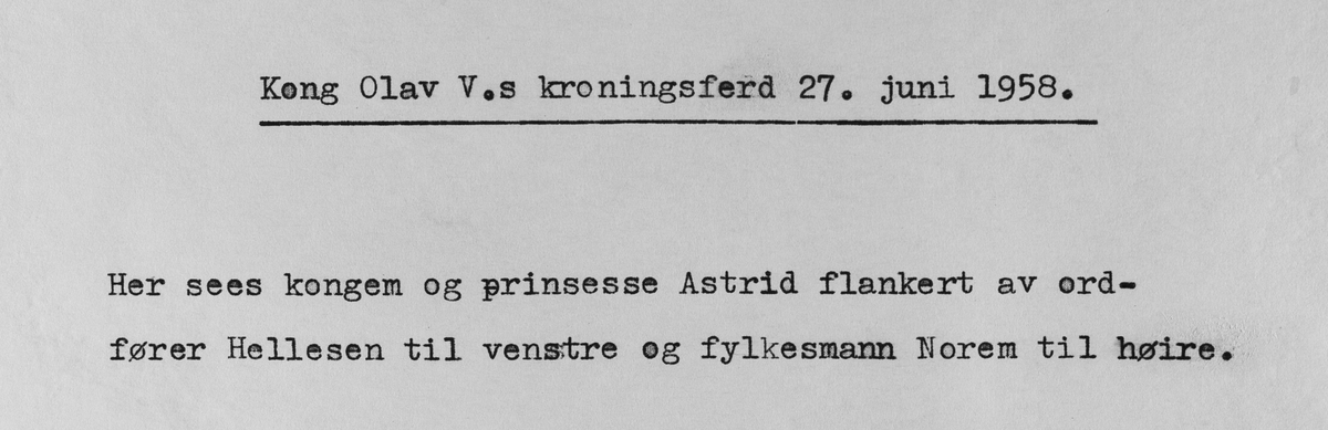 Kong Olav V.s signingsferd 27. juni 1958.