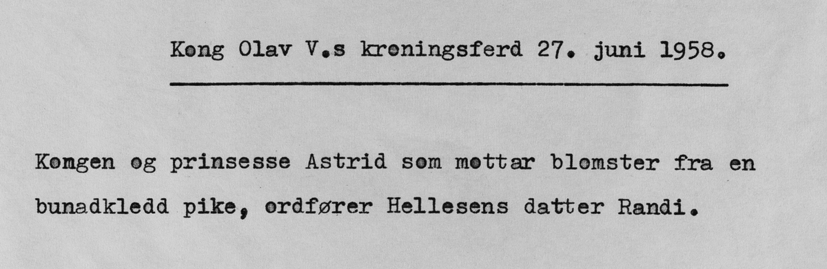 Kong Olav V.s signingsferd 27. juni 1958.