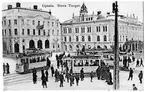 Vy över Stora Torget i Uppsala.