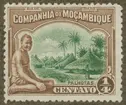 Frimärke ur Gösta Bodmans filatelistiska motivsamling, påbörjad 1950.
Frimärke från Mozambique C:i., 1918. Motiv av hydda i Mozambique C:i.