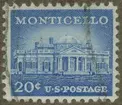 Frimärke ur Gösta Bodmans filatelistiska motivsamling, påbörjad 1950.
Frimärke från USA, 1956. Motiv av Monticello. President Thomas Jeffesons hem i Charlottesville, Virginia. 1743-1826. Usa:s tredje president under perioden 1801-1809.