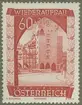 Frimärke ur Gösta Bodmans filatelistiska motivsamling, påbörjad 1950.
Frimärke från Österrike, 1948. Motiv av återuppbyggnadsarbete i Wien 1948.