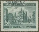 Frimärke ur Gösta Bodmans filatelistiska motivsamling, påbörjad 1950.
Frimärke från Böhmen och Mähren, 1940. Motiv av Kyrkan i Kromeriz.