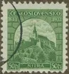 Frimärke ur Gösta Bodmans filatelistiska motivsamling, påbörjad 1950.
Frimärke från Tjeckoslovakien, 1933. Motiv av första kristna kyrkan i Nitra, grundad 833 av Prins Pribina. 