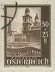 Frimärke ur Gösta Bodmans filatelistiska motivsamling, påbörjad 1950.
Frimärke från Österrike, 1948. Motiv av Salzburgerdomen. 