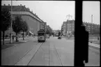 Århus Sporveje, ÅS spårvagn 11 på linje 2 vid Harald Jensens plads mot norr.