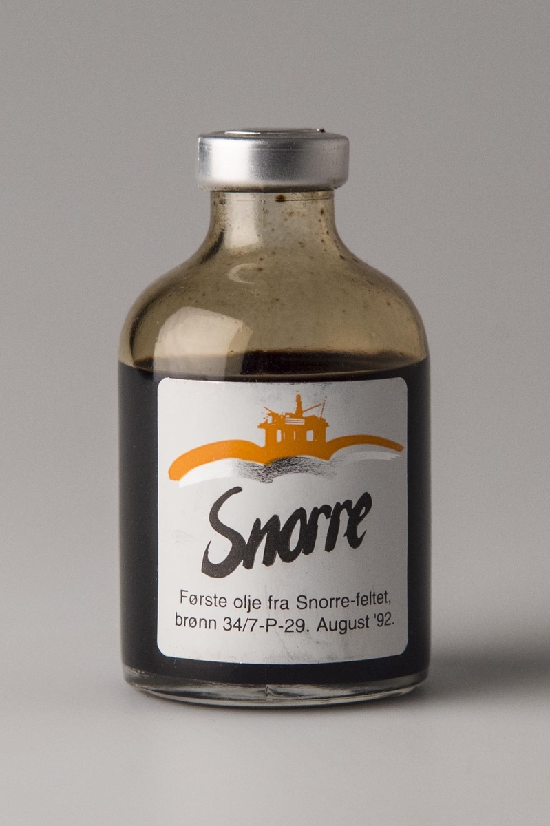Første oljeprøve fra Snorre-feltet.