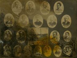 Fotomontasje sett saman av portrett av elevar og ansatte ved