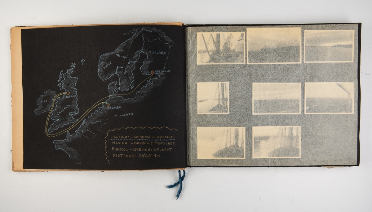 Album med fotografier av reiser med M/S 'Belnor' i 1952