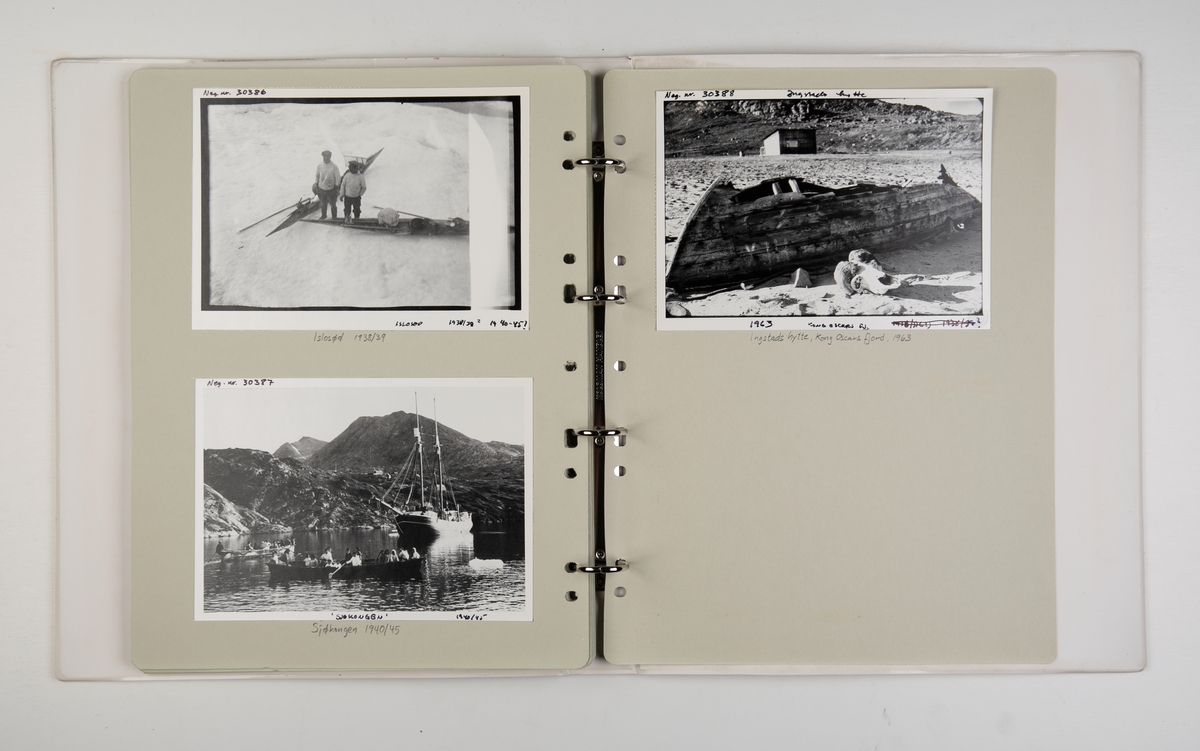 Album med fotografier fra polfarer og kunstner Willie Knutsens arbeider fra Arktis 1932-1965.