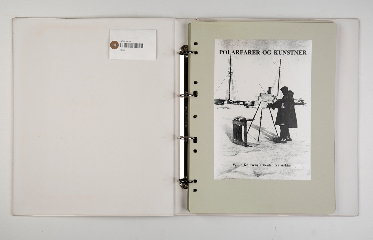 Album med fotografier fra polfarer og kunstner Willie Knutsens arbeider fra Arktis 1932-1965.