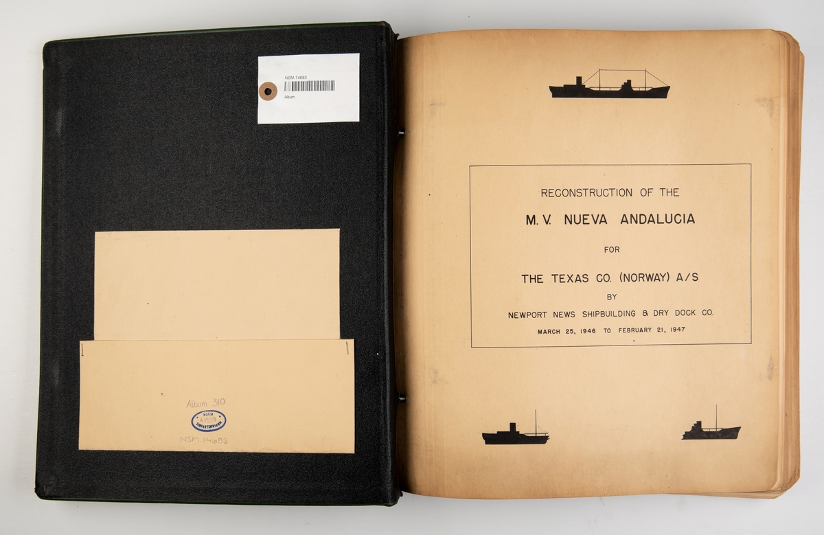 Album med fotgrafier fra ombyggingen av M/V 'Nueva Andalucia' ved verftet i Newport News