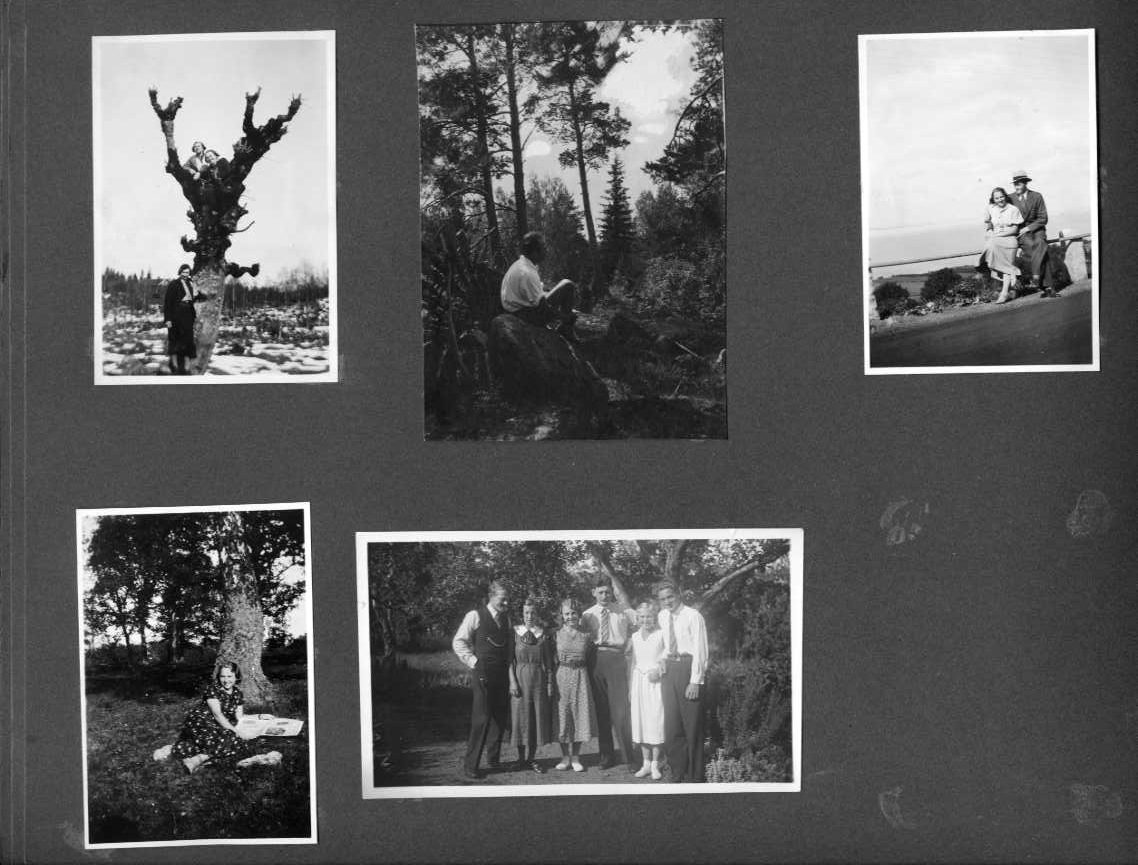 Porträtt och gruppbilder; scener från bad, fiske, skidåkning, skridskoåkning, hemmiljöer och utflykter.