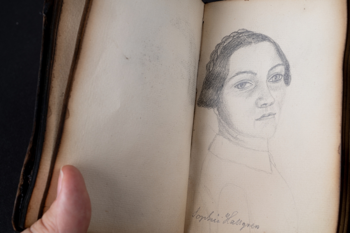 Skissbok med studieporträtt i blyerts av Wilhelmina Lagerholm (1826-1917).  Skisserna är förmodligen tecknade i Örebro under våren och sommaren 1850. I november samma år flyttade Wilhelmina Lagerholm till Stockholm för att studera teckningskonst och måleri. Boken är skadad genom brand. Några av bilderna är daterade och flera har namn på den avporträtterade. De föreställer släktingar, familjemedlemmar samt vänner och bekanta i Örebro.
Finns i OLM-PS-15, F:5
