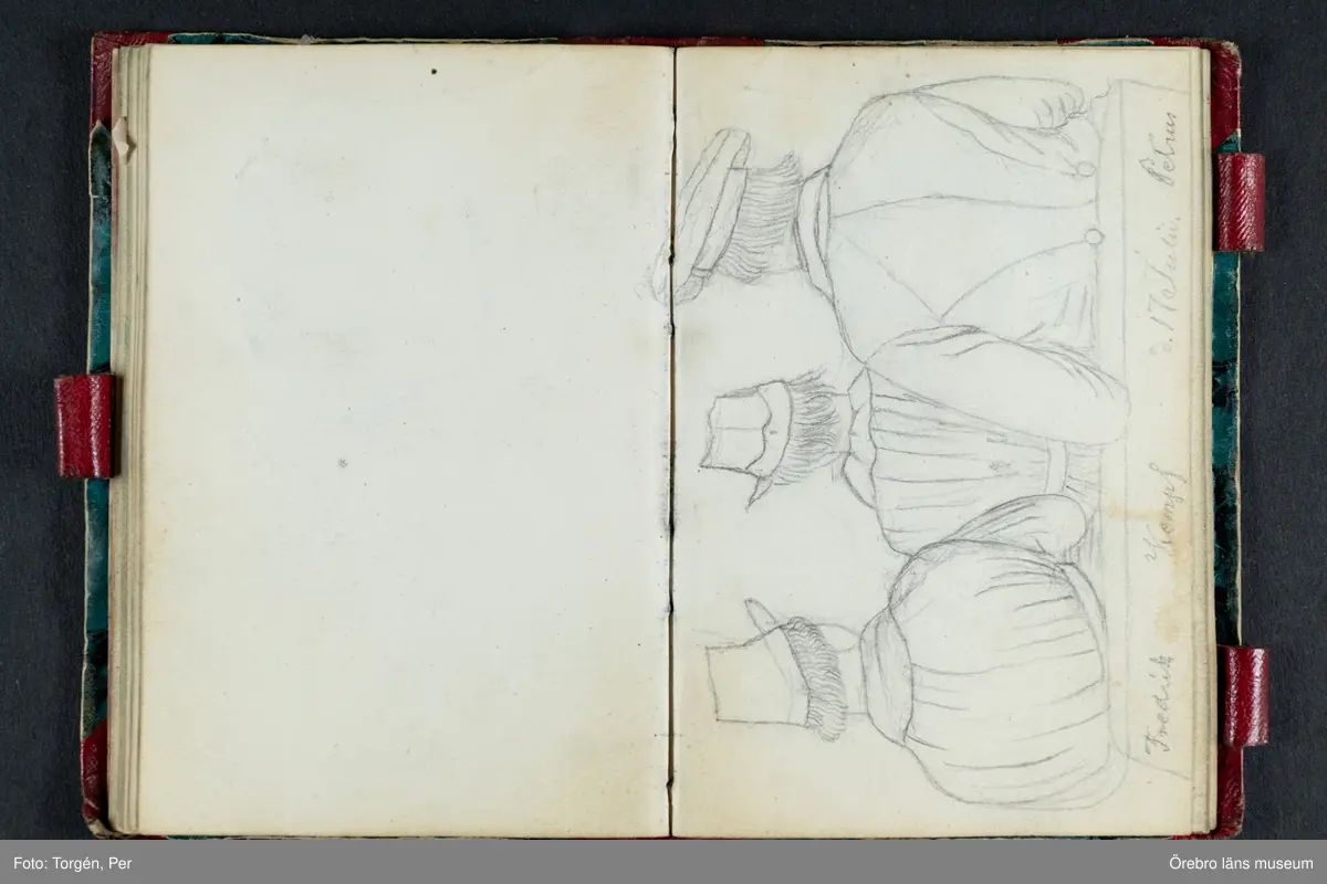 Skissbok med studieporträtt i blyerts av Wilhelmina Lagerholm (1826-1917).  Skisserna är förmodligen tecknade i Örebro under våren och sommaren 1850. I november samma år flyttade Wilhelmina Lagerholm till Stockholm för att studera teckningskonst och måleri. Några av bilderna är daterade och flera har namn på den avporträtterade. De föreställer släktingar, familjemedlemmar samt vänner och bekanta i Örebro.
Ingår i PS-15 Juliana Mannerfelt (W:s faster), F:5 Skissböcker, mm. Wilhelmina Lagerholm.