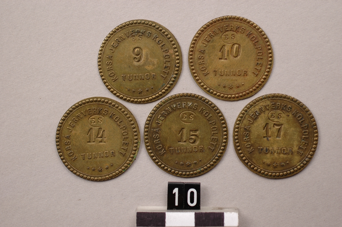 Kolpollett. "Korså Jernverks kolpolett" "9 (eller 10,14,15,17) Tunnor".