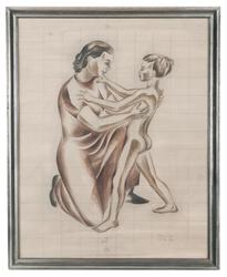 Karong till dekorativ väggmålning i Valbo kommunalhus, detal