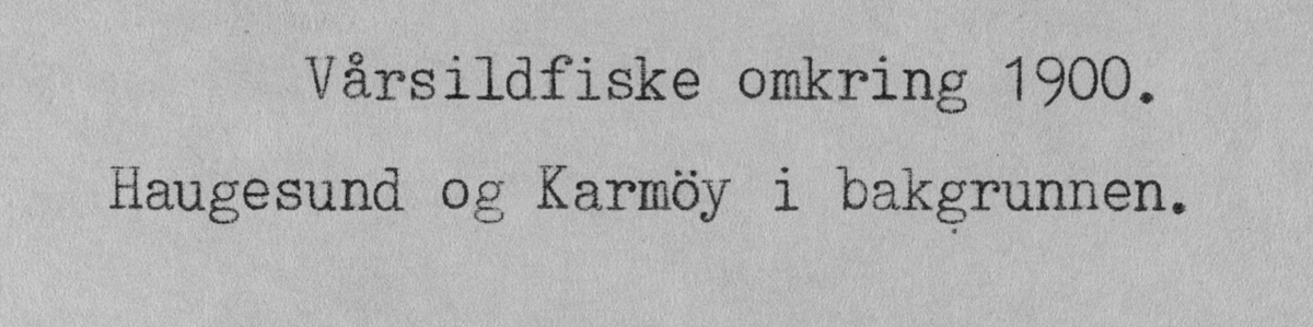 Vårsildfiske omkring 1900. Haugesund og Karmøy i bakgrunnen