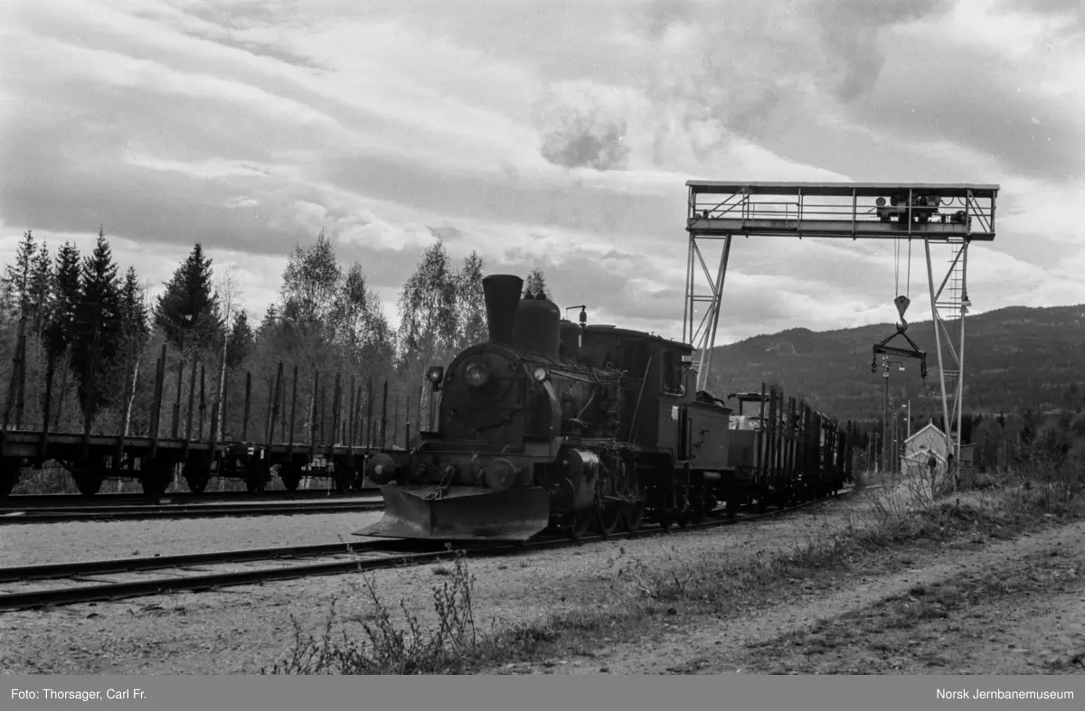 Skifting med på damplomotiv type 21b nr. 252 på Flesberg stasjon. Godstog til Rødberg.