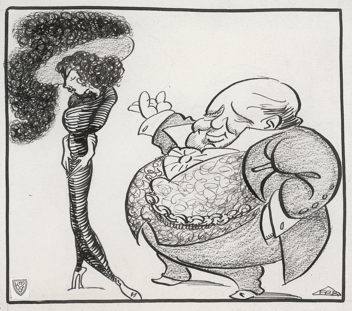 karikatur, mann, kvinne, helfigur