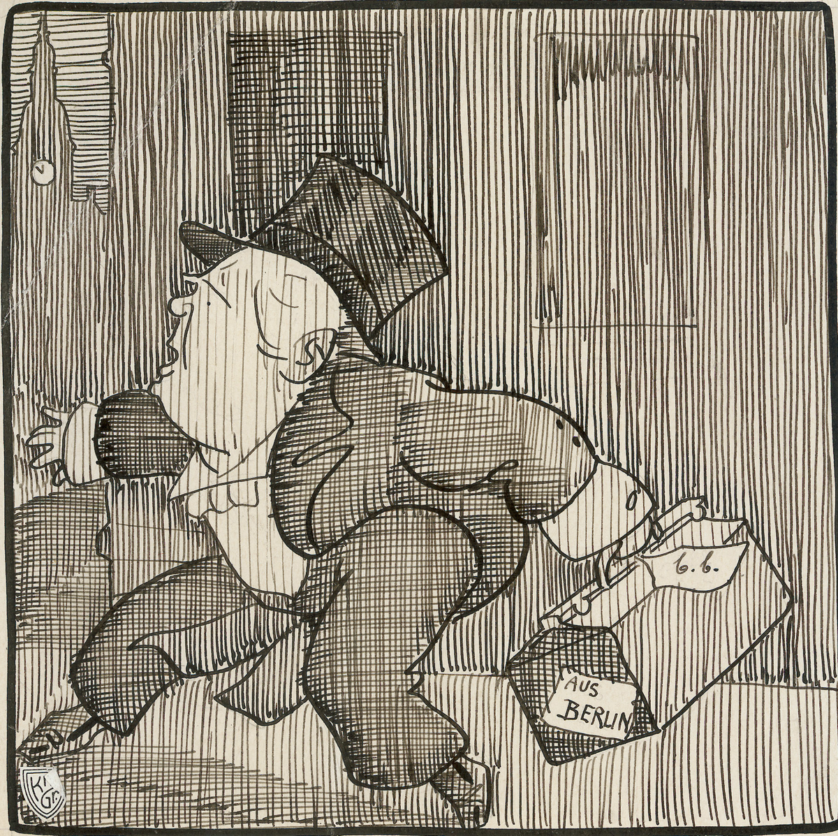 karikatur, mann, helfigur