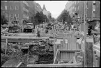 Pågående tunnelbanebygge på Eriksgatan vid Sankt Eriksplan i Stockholm, 1946.