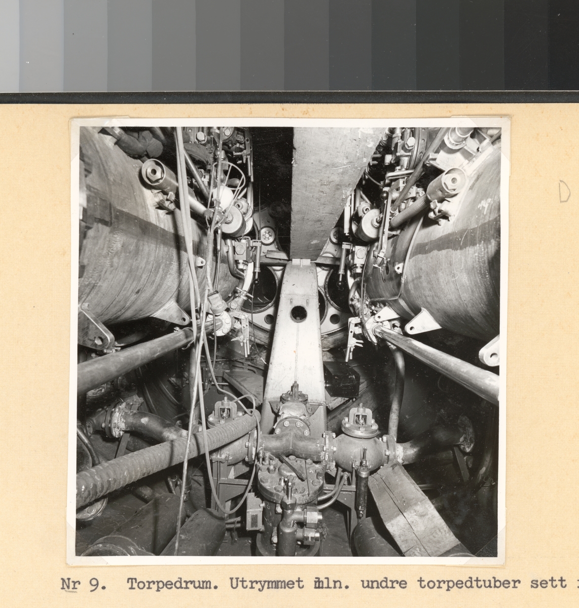 Torpedrum. Utrymmet min. undre torpedtuber sett förifrån.
