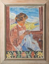 Syende flicka [Al freskomålning]