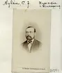 Porträtt av musikdirektör Carl Johan Nylén. Född och uppvuxen i ett soldathem i Nykil inflyttade han till Linköping våren 1840 för att bli musikelev vid Andra livgrenadjäregementet. I samband med detta bytte han efternamn från Färdig till Nylén. År 1860 utnämndes han till musikfanjunkare och från 1874 fungerade han som musikföreståndare vid nämnda regemente. Från 1852 gift med Wilhelmina Clairström.