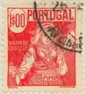 Frimärke ur Gösta Bodmans filatelistiska motivsamling, påbörjad 1950.
Frimärke från Portugal, 1941. Motiv av kvinnodräkt: - Viana do Castelo - Flickan med slända.