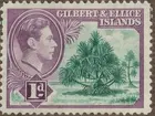 Frimärke ur Gösta Bodmans filatelistiska motivsamling, påbörjad 1950.
Frimärke från Gilbert och Ellice Islands, 1939. Motiv av Padanus eller Skruvpalm med luftrötter. Bladen till korgarbeten och fruktköttet ätbart. T.v. Kung George VI.