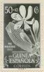 Frimärke ur Gösta Bodmans filatelistiska motivsamling, påbörjad 1950.
Frimärke från Spanska Guinea, 1952. Motiv av 