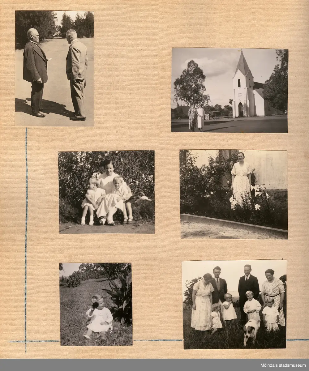 Fotografialbum som tillhört missionären Helga Andreasson.

Helga Andreasson växte upp i Mölndal och efter avslutad skolgång utbildade hon sig till sjuksköterska och diakonissa vid Bräcke diakonianstalt. År 1931 reste hon ut till Zululand i Sydafrika och arbetade där som missionär för Svenska Kyrkans Mission. I närmare 40 år kom Helga Andreasson att arbeta i Sydafrika med kyrka och mission. 

Givaren Lilly Nygren är syster till Helga Andreasson, som var äldsta systern i en barnskara av sex.
Foton, diabilder, böcker mm. efter Helga Andreasson finns förvarade i Föreningsarkivet i Mölndal.