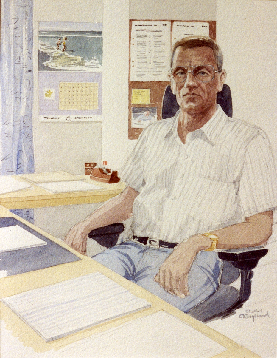 Tage Olson. 1992.06.11. AGEVE.
Georg Englunds akvareller av/till arbetarna i Gävle när AGEVE flyttade 1993. En utställning i Paris 1993. Akvarellerna ställdes även ut i lunchrummet på AGEVE.
