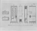 Tryckt ritning till kakelugnar konstruerade av C.J. Cronstedt. Tab. V. Fig. 1-6 Ur Beskrivning på en inrättning af kakelugnar til weds besparning av C.J. Cronstedt. 1767.