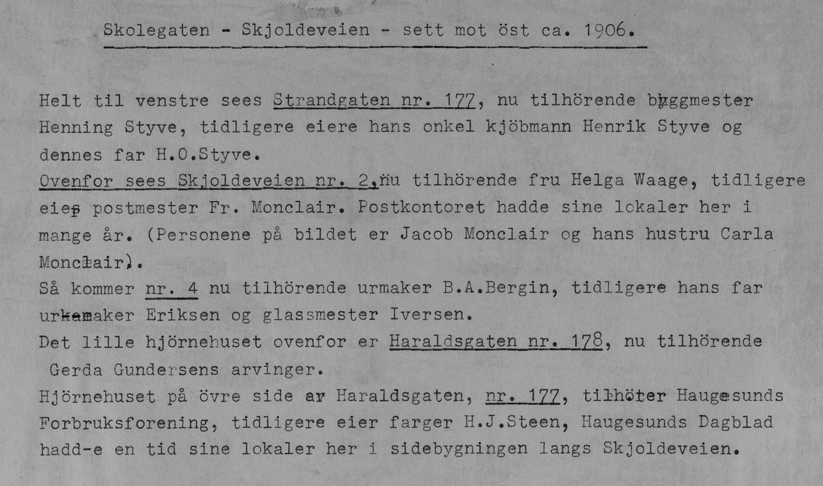 Skolegata - Skjoldavegen sett mot øst, ca. 1906.