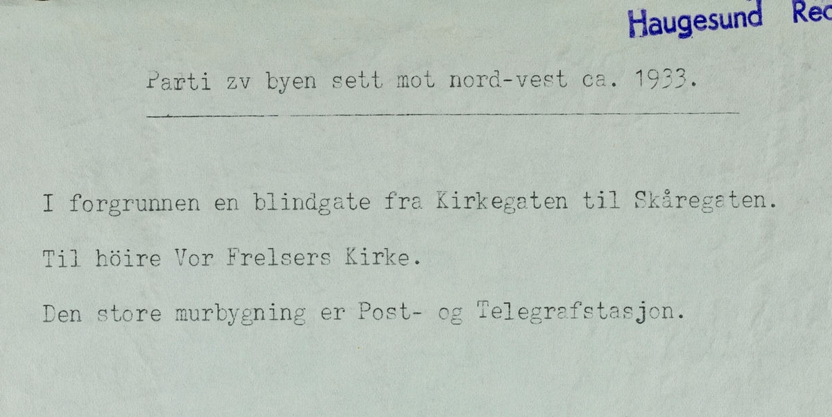Parti av byen sett mot nordvest, ca. 1933.