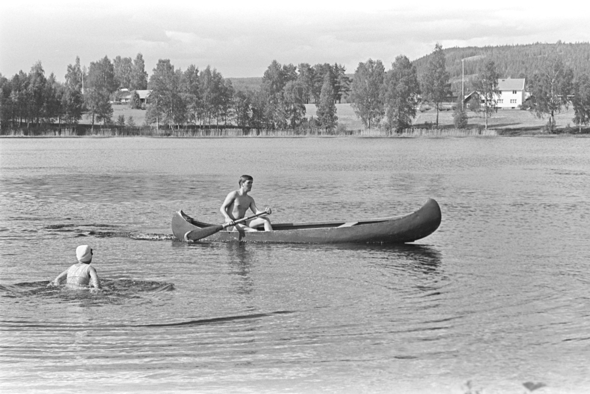 Sagtjernet, badeliv, kano, Elverum.