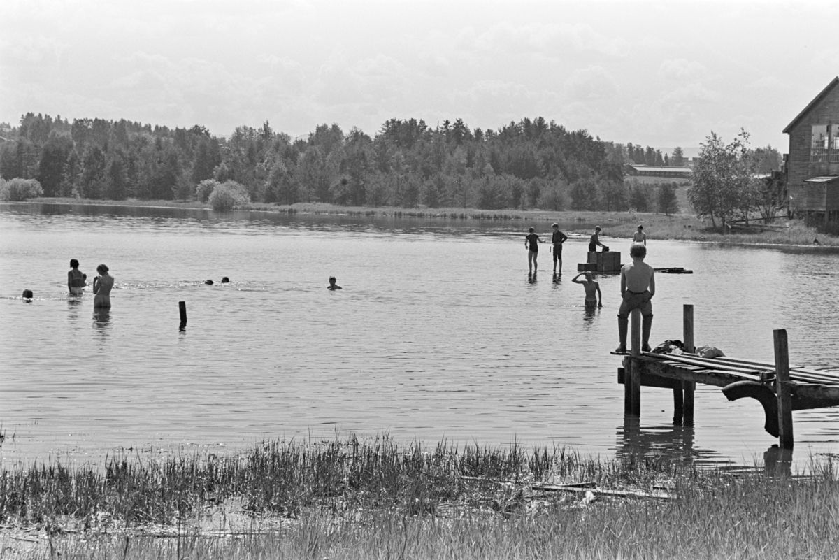 Åkersvika, badeliv, tømmerflåte, ungdom, Vang H.