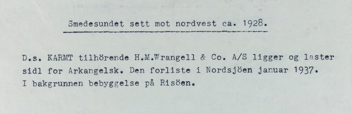 Smedasundet sett mot nordvest, ca. 1928.