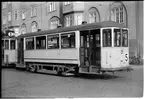 Aktiebolaget Stockholms Spårvägar, SS B19 869, som trafikerar linje 5 på sträckan Karlberg - Gustav Adolfs Torg - Haga.