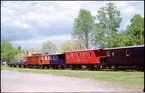 Persontåg på Nora stad station vid Svenska Järnvägsklubben, SJK 50 års firande. Med bland annat Nora Bergslags Järnväg, NBJ C 49 och NBJ F 51.