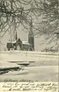 Vykort med vintermotiv över Gustav Adolfs kyrka.