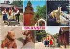 Vykort med motiv från Skansen. Vykort med flera motiv från Skansen.